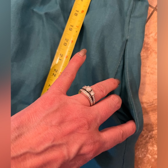 It’s A New Vision Teal Linen Shift Dress Pintuck V-Neck Size Large - Picture 10 of 11